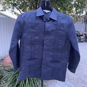 Navy Guayabera Shirt